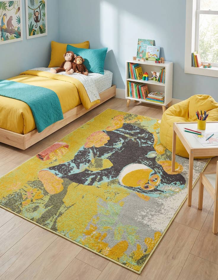Detail image of  4' 1 x 6' 1 Gorilla Whimsy Kids Rug