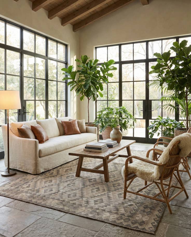 Detail image of 6' 11 x 9' 8 Hand Woven Kilim Maymana Wool Rug