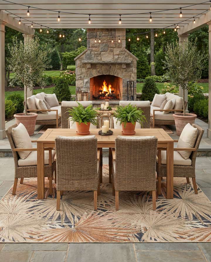 10' x 10' Easy-Clean Botanical Indoor / Outdoor Square Rug