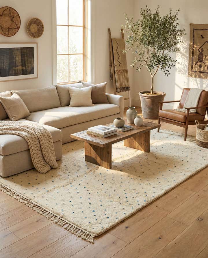 7' x 9' 9 Hand Knotted Moroccan Wool Rug