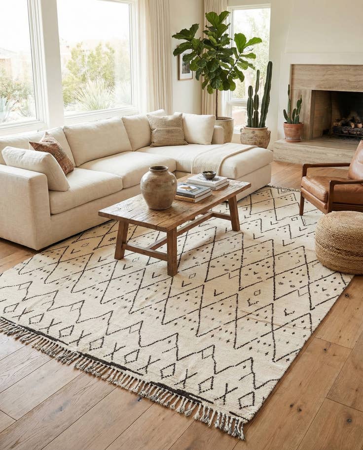Detail image of 10' 2 x 14' 3 Hand Knotted Moroccan Wool Rug