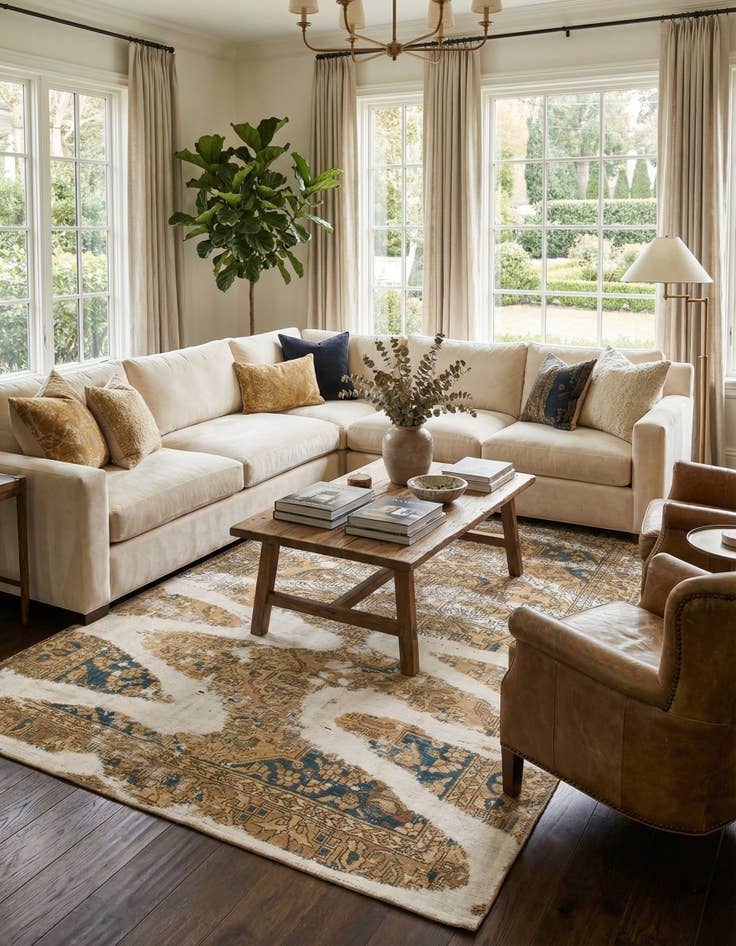 Detail image of 6' 7 x 9' 9  Hand Knotted Ultra Vintage Persian Wool Rug