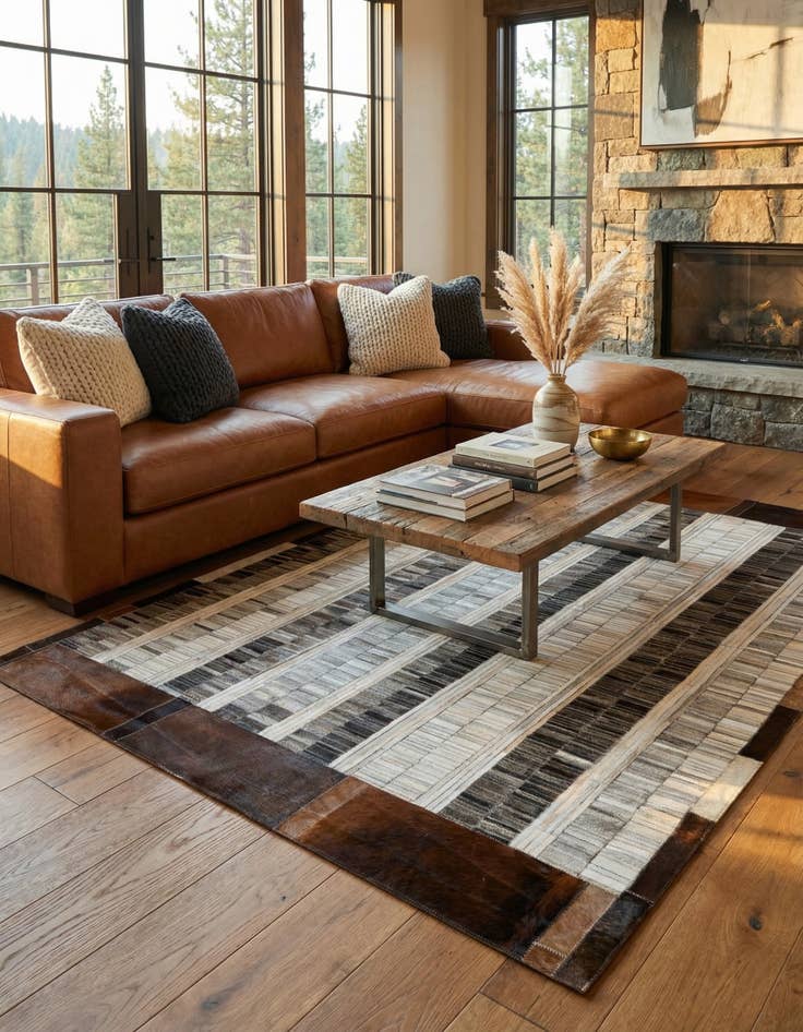 Detail image of 5' 2 x 7' 9 Cowhide Leather Rug