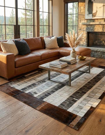 5' 2 x 7' 9 Cowhide Leather Rug