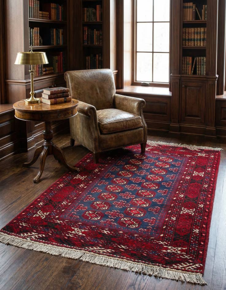 Detail image of  3' 4 x 5' 2  Hand Knotted Afghan Akhche Wool Rug