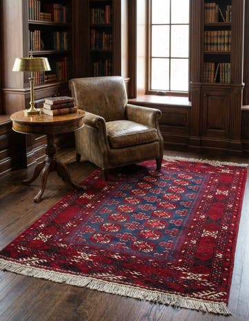 3' 4 x 5' 2 Hand Knotted Afghan Akhche Wool Rug