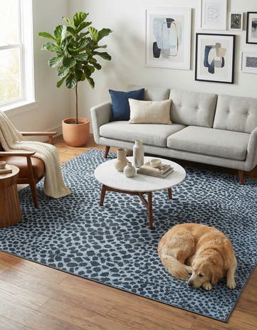 Navy Blue Kamala Washable Square Rug