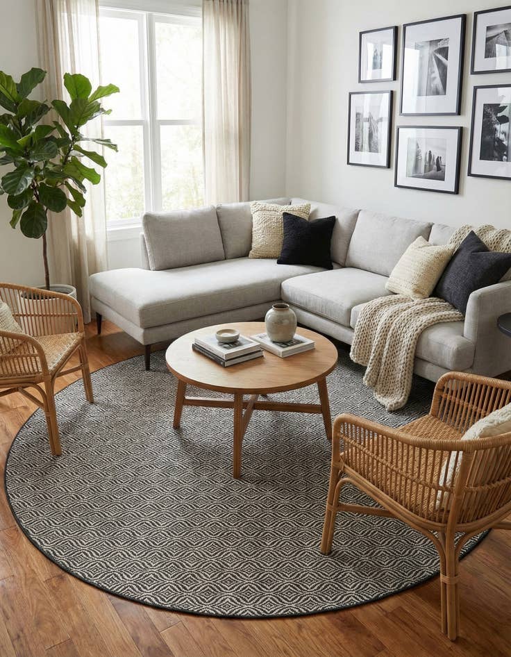 Detail image of 10' x 10' Easy-Clean Trellis Indoor / Outdoor Round Rug