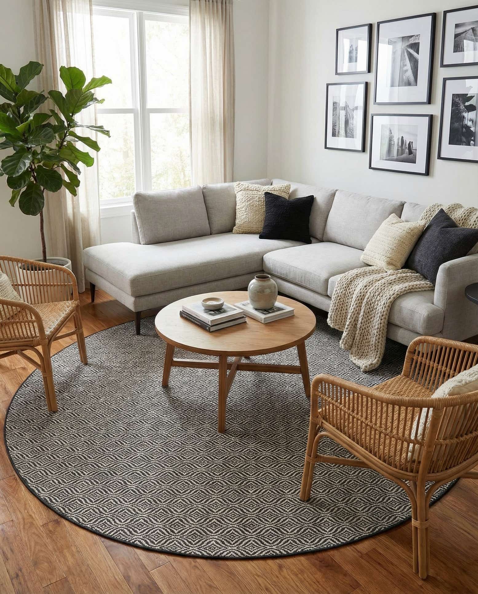 10' x 10' Easy-Clean Trellis Indoor / Outdoor Round Rug