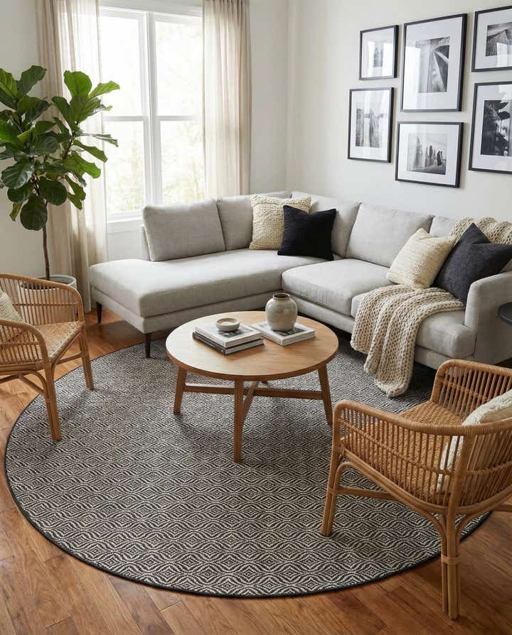 10' x 10' Easy-Clean Trellis Indoor / Outdoor Round Rug