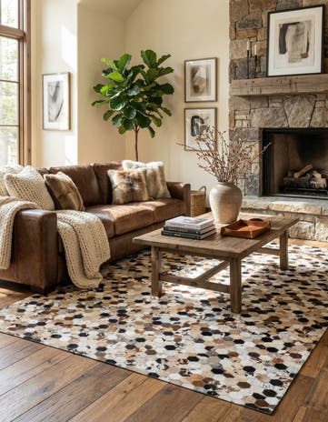 5' x 7' 9 Cowhide Leather Rug