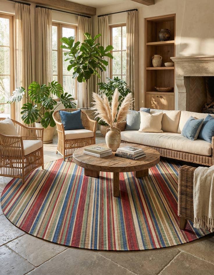 Detail image of 12' x 12'  Washable Baja Indoor / Outdoor Round Rug