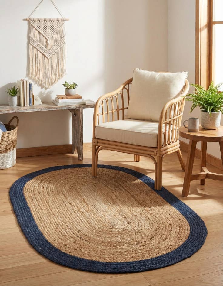 Detail image of 3' 3 x 5' 1  Hand Braided Jute Oval Rug
