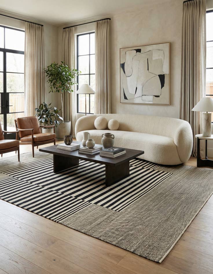 Detail image of 6' x 7' 6  Hand Woven Kilim Modern Wool Square Rug