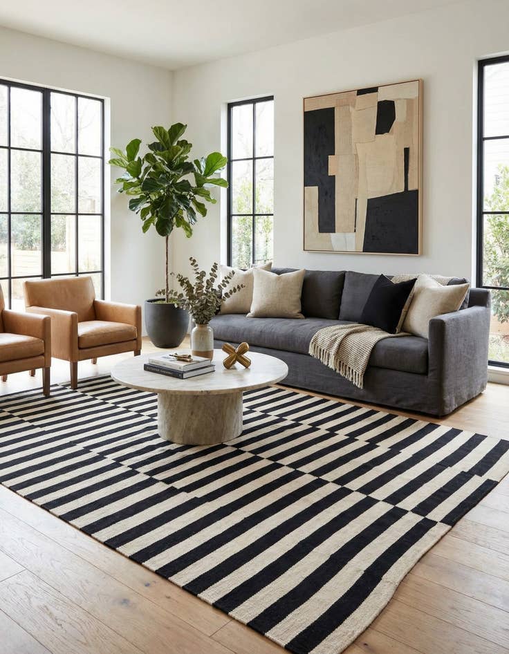 Detail image of 5' 7 x 7' 8  Hand Woven Kilim Modern Wool Rug