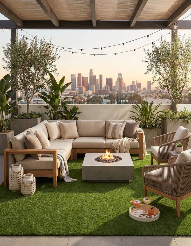 Detail image of  12' x 12'  Washable Grass Indoor / Outdoor Square Rug