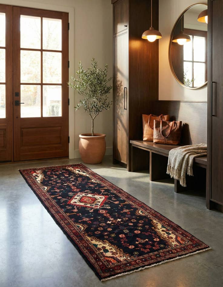 Detail image of 3' 7 x 9' 9 Hossainabad Wool Runner Rug