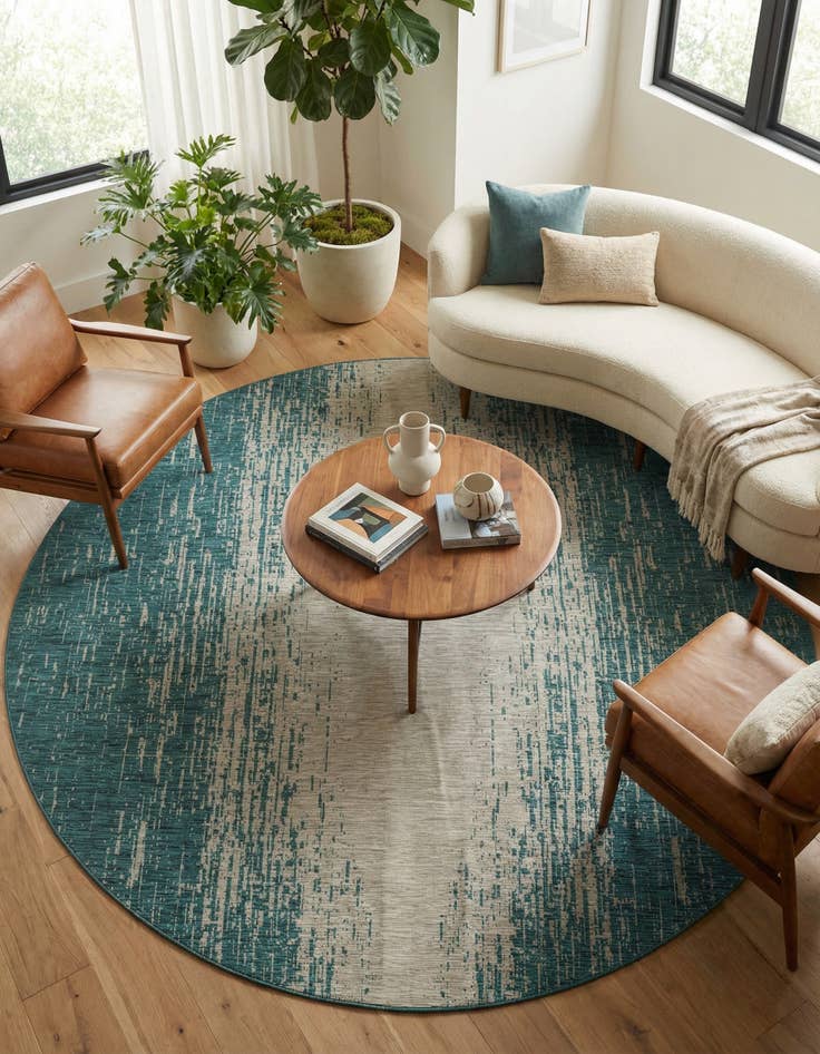 Detail image of 10' 8 x 10' 8 Easy-Clean Modern Indoor / Outdoor Round Rug