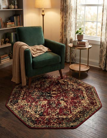 Burgundy Saturn Octagon Rug