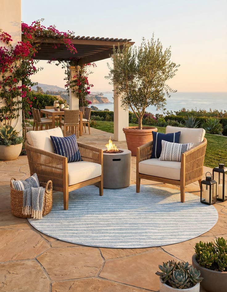 Detail image of 8' x 8'  Washable Sabrina Soto Ola Indoor / Outdoor Round Rug