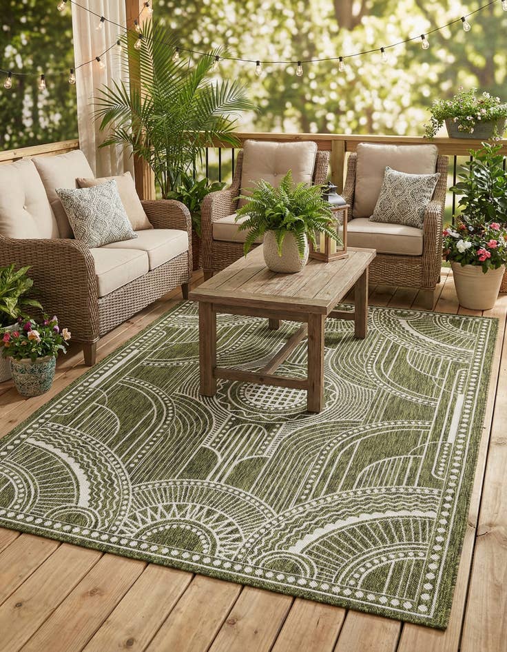 Detail image of 5' 3 x 7'  Washable Traditional Indoor / Outdoor Rug