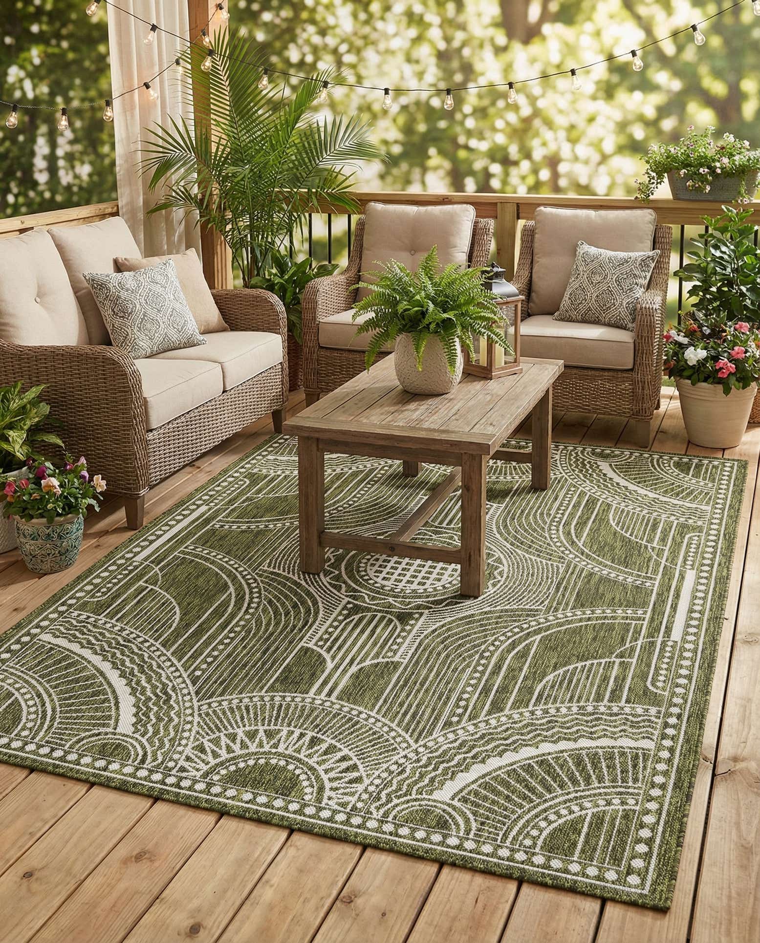 5' 3 x 7' Easy-Clean Traditional Indoor / Outdoor Rug