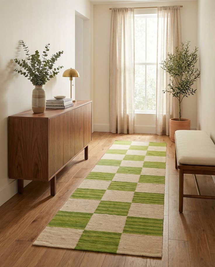 Detail image of 2' 8 x 9' 10 Hand Woven Kilim Modern Wool Runner Rug
