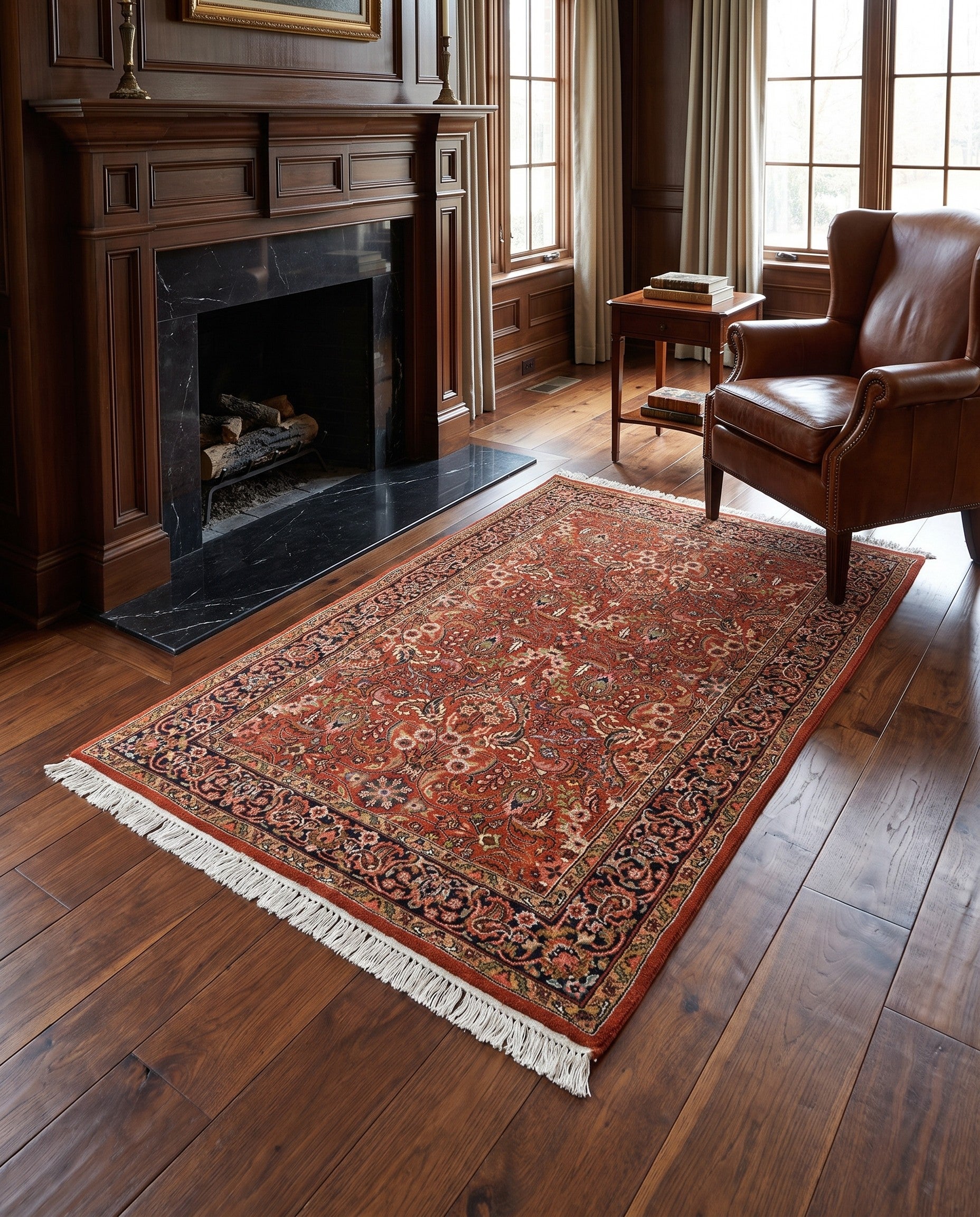 4' 5 x 6' 4 Hand Knotted Tabriz Wool Rug