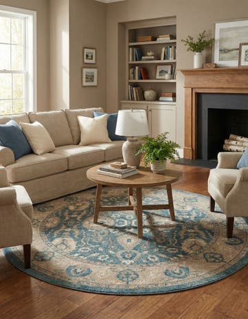 Light Blue Viola Round Rug