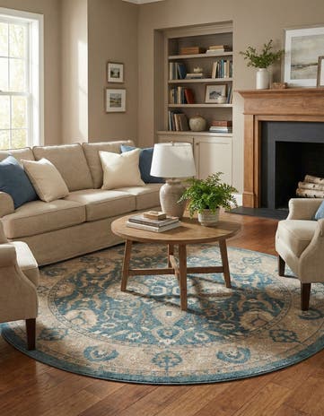 Light Blue Viola Round Rug