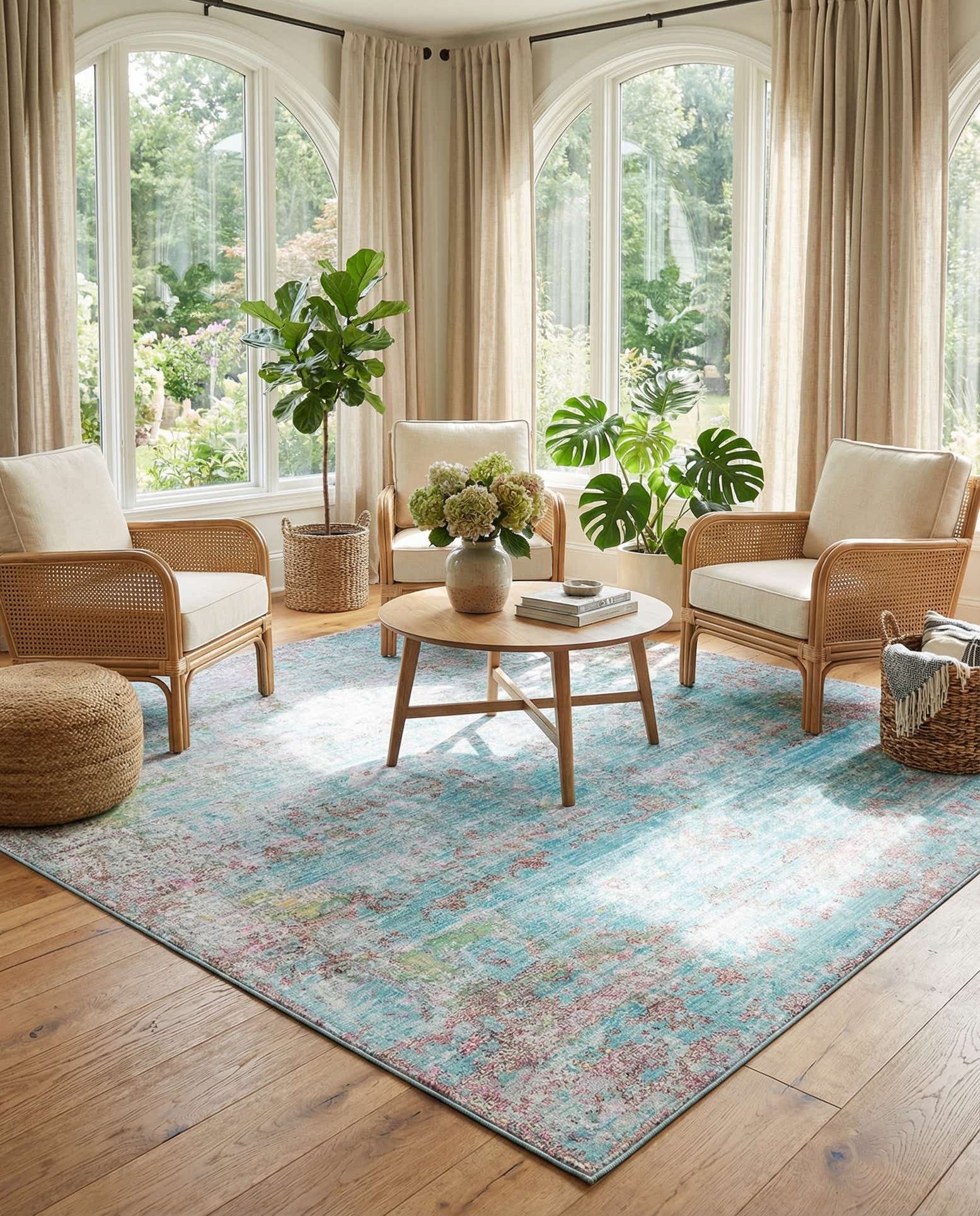 245cm x 245cm Aqua Square Rug
