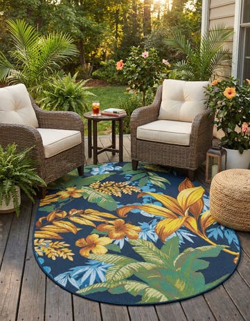 4' x 6' Easy-Clean Botanical Indoor / Outdoor Oval Rug