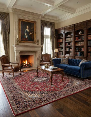 8' 9 x 13' Hand Knotted Kashan Persian Wool Rug