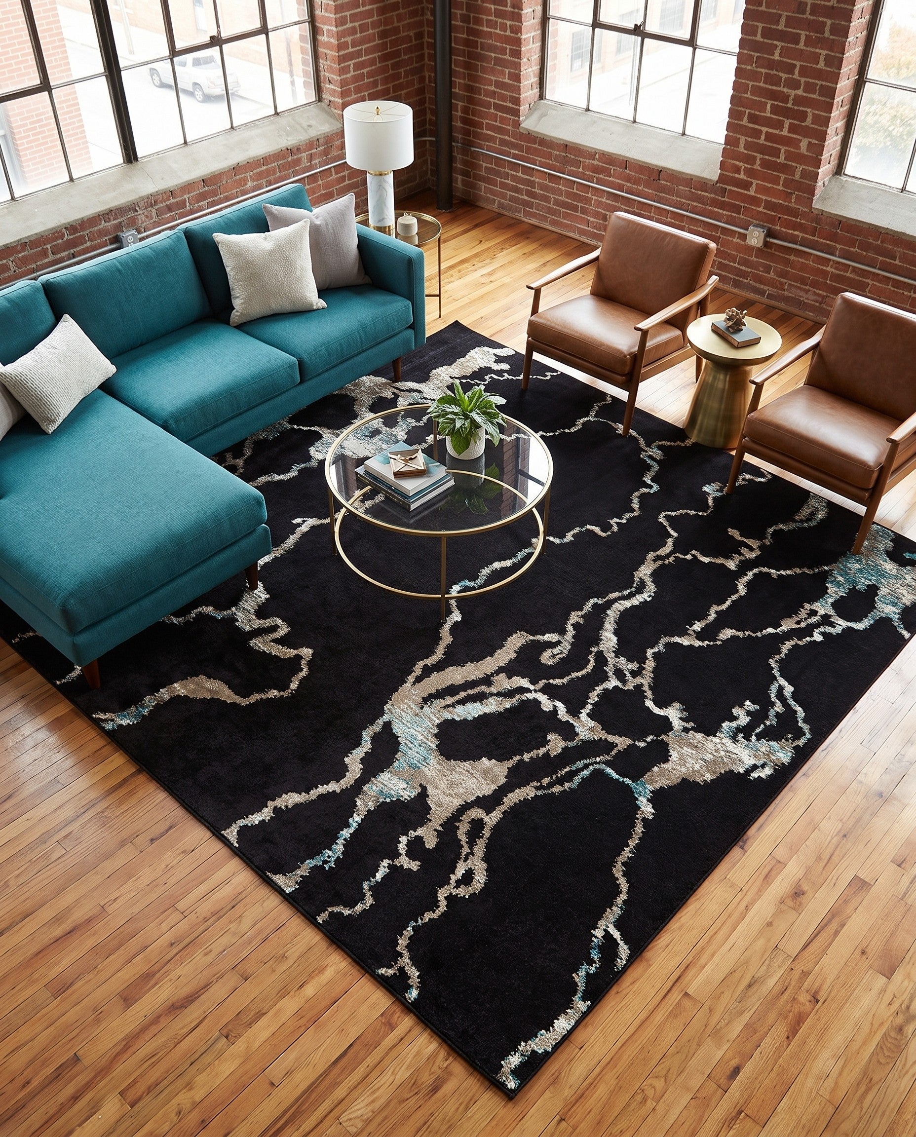 Navy Blue Madeline Square Rug