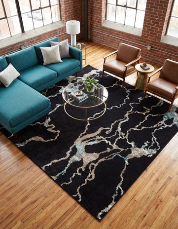 Navy Blue Madeline Square Rug