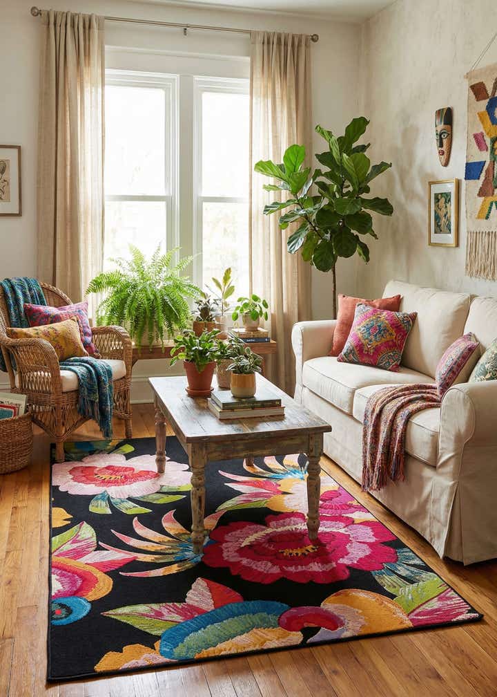 5' x 8' Easy-Clean Botanical Indoor / Outdoor Rug