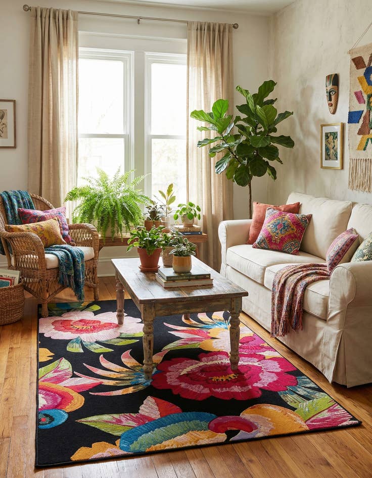Detail image of 5' x 8' Easy-Clean Botanical Indoor / Outdoor Rug