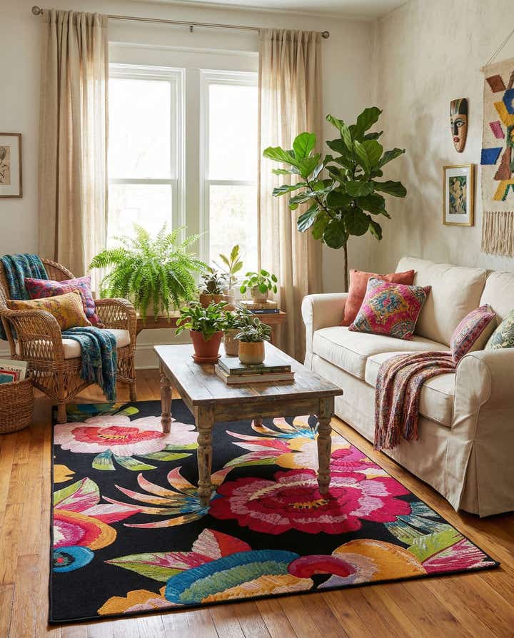 5' x 8' Easy-Clean Botanical Indoor / Outdoor Rug