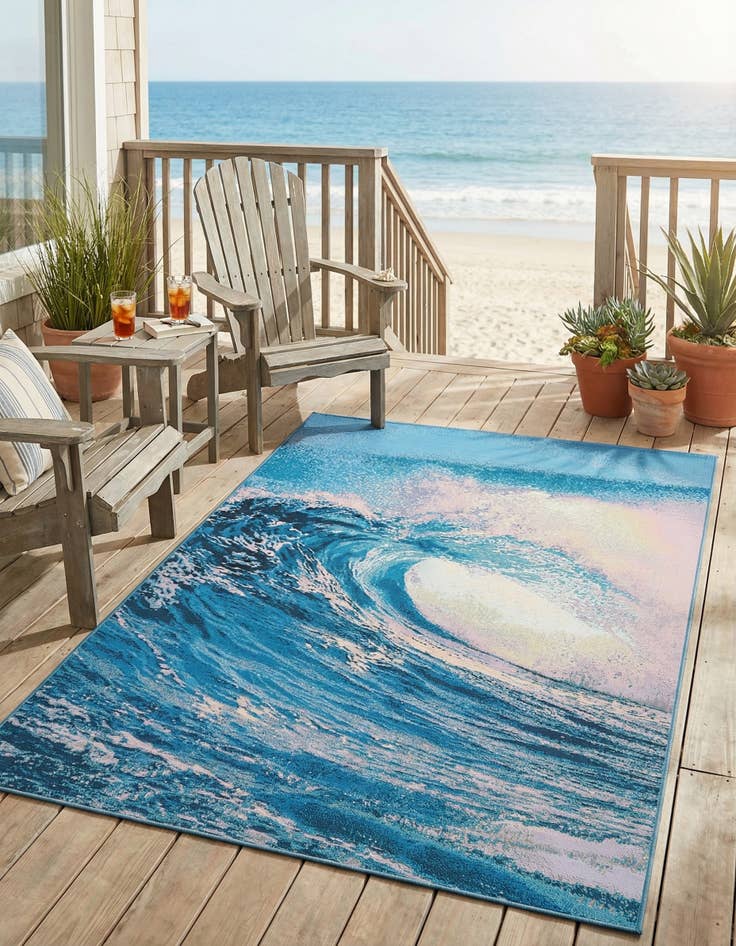 Detail image of 5' 3 x 8'  Washable Modern Indoor / Outdoor Rug