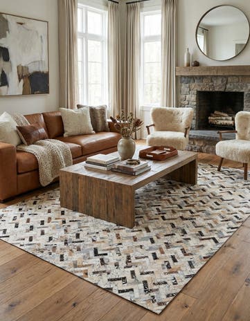 5' 2 x 7' 6 Cowhide Stocks Rug