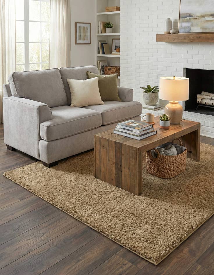 Detail image of  5' x 5' Soft Solid Shag Square Rug