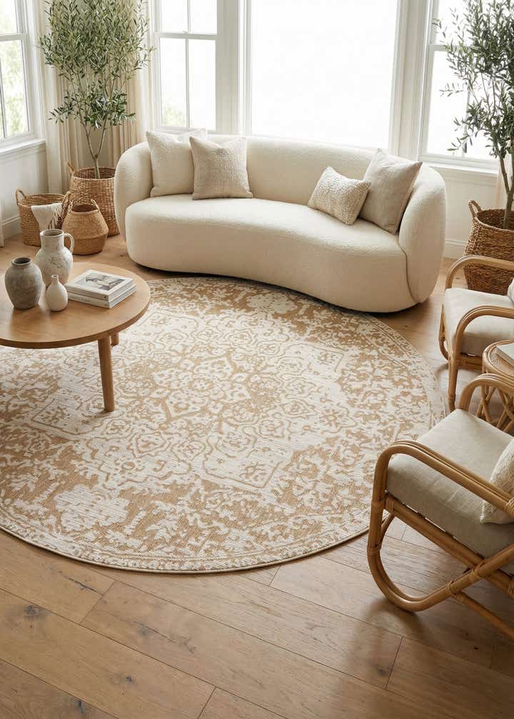10' 8 x 10' 8 Easy-Clean Jill Zarin Dubai Indoor / Outdoor Round Rug