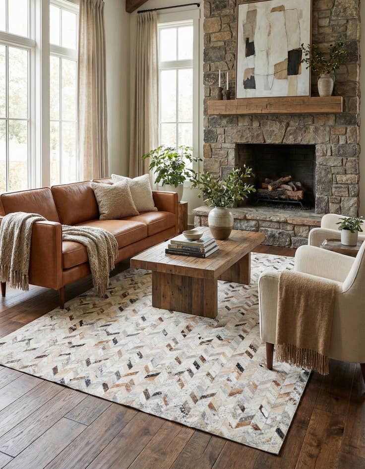 Detail image of 5' x 8' Cowhide Leather Rug