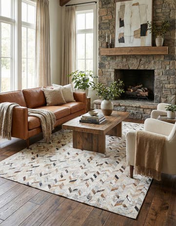 5' x 8' Cowhide Leather Rug