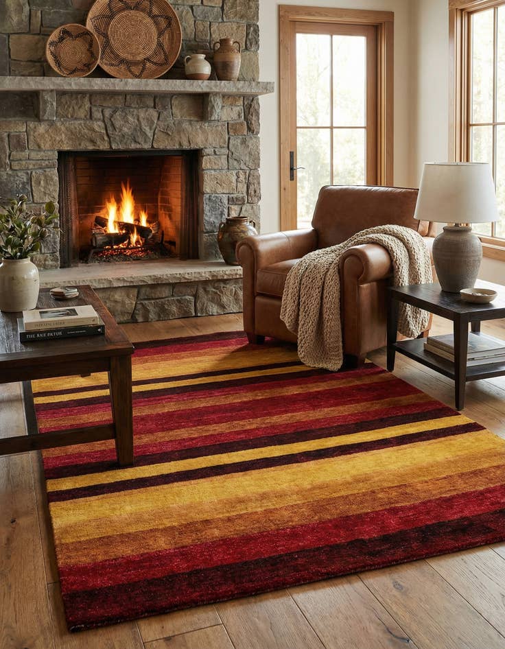 Detail image of 4' 8 x 6' 8  Hand Knotted Gabbeh Wool Rug