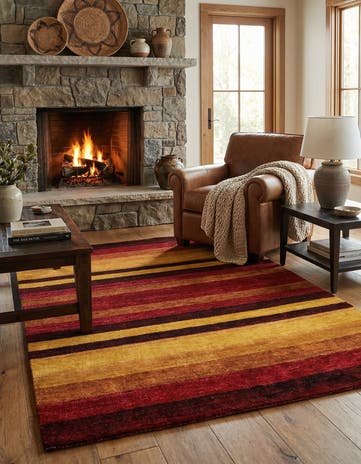 4' 8 x 6' 8 Hand Knotted Gabbeh Wool Rug