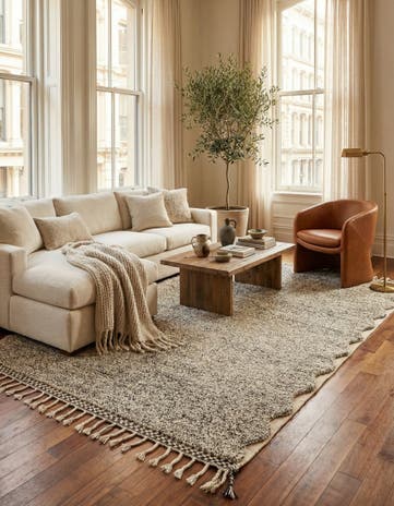 6' 7 x 10' Hand Knotted Moroccan Wool Rug