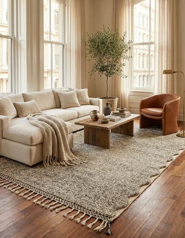 6' 7 x 10' Hand Knotted Moroccan Wool Rug