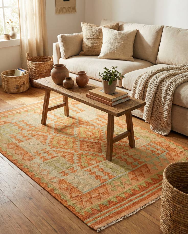Detail image of 3' x 5' Hand Woven Kilim Waziri Wool Rug