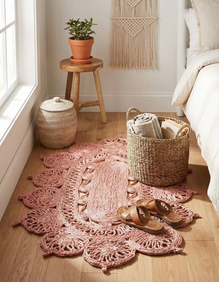 Detail image of  2' x 3' 1  Hand Braided Jute Oval Rug